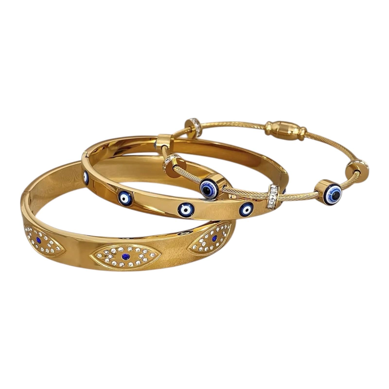 Turkish Evil Eye Gold Cuff Bracelet