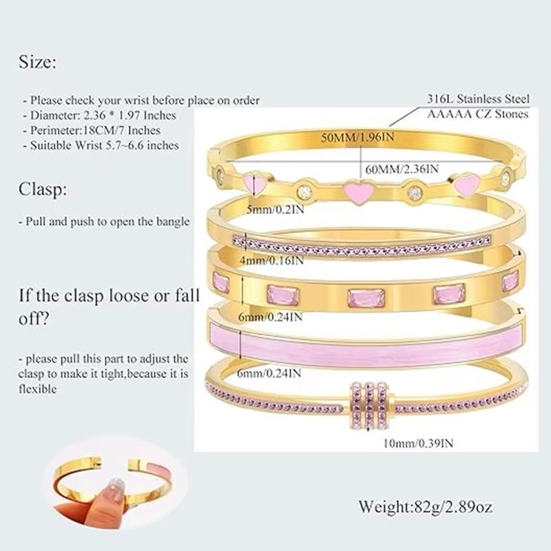 Pink Crystal Gold Bangles