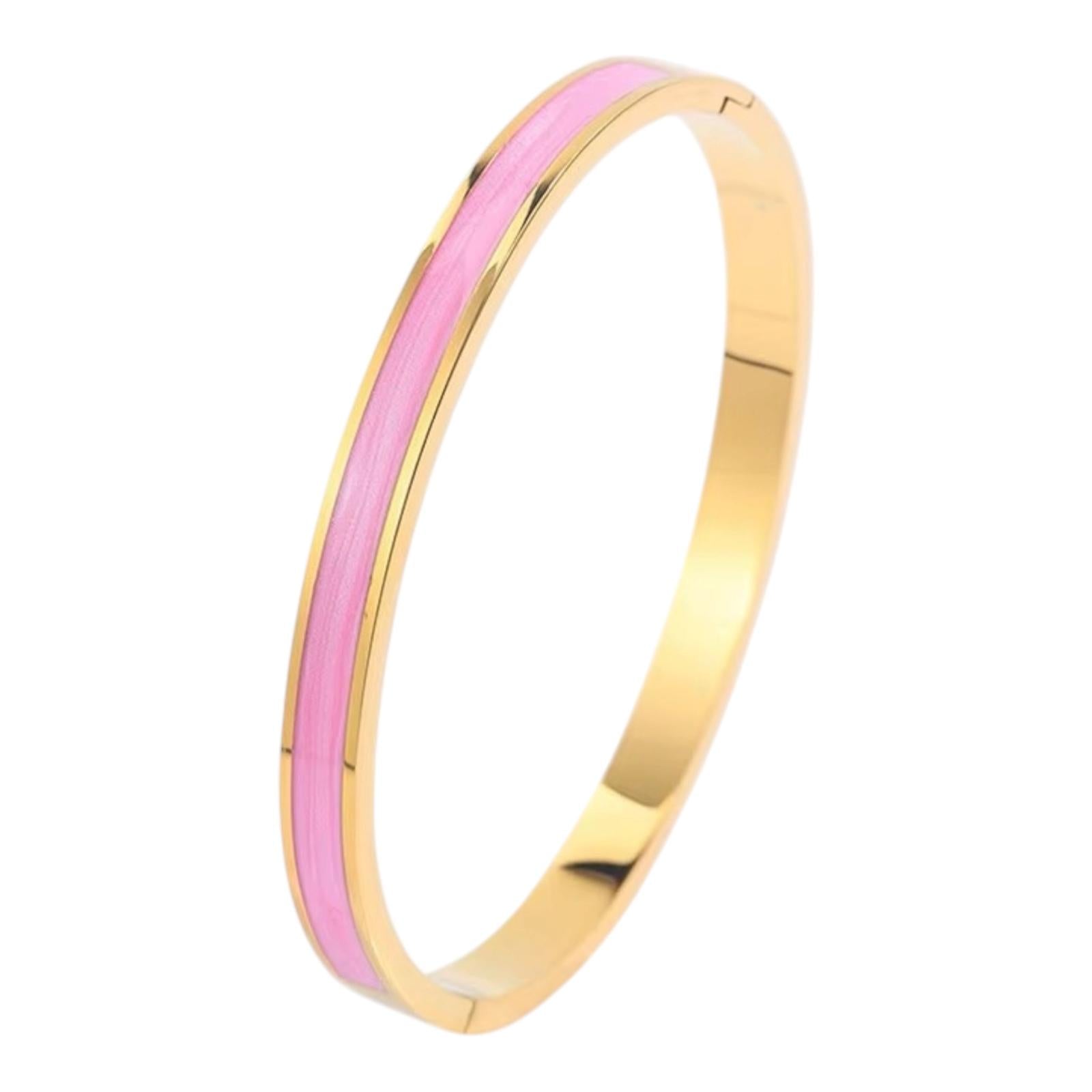 Pink Crystal Gold Bangles