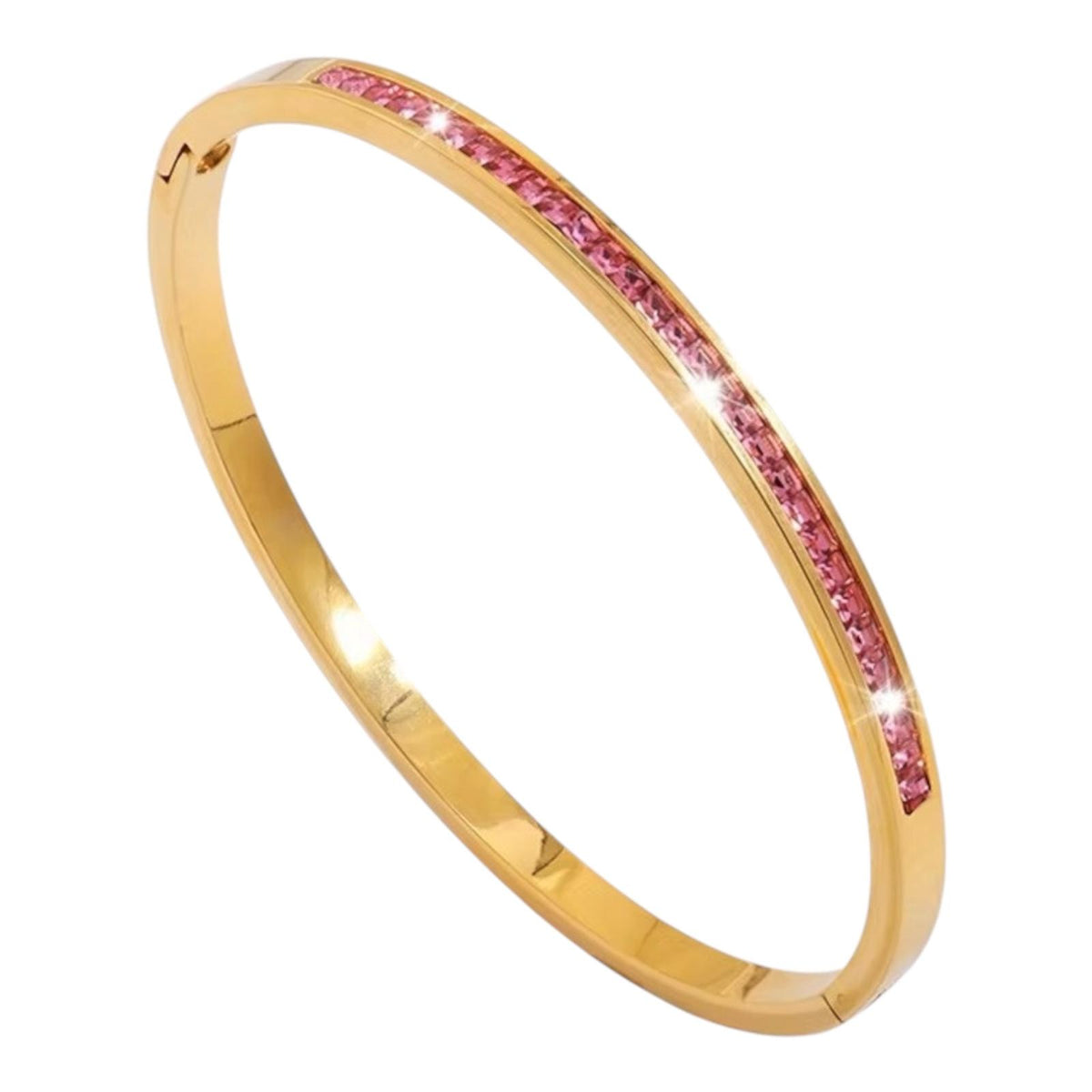 Pink Crystal Gold Bangles