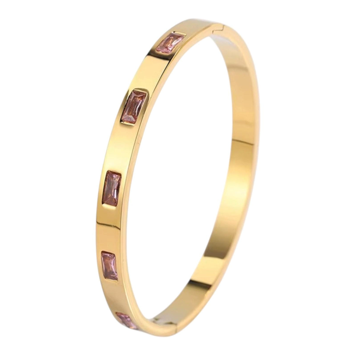 Pink Crystal Gold Bangles
