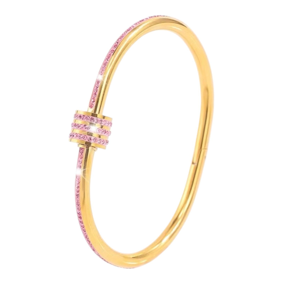 Pink Crystal Gold Bangles
