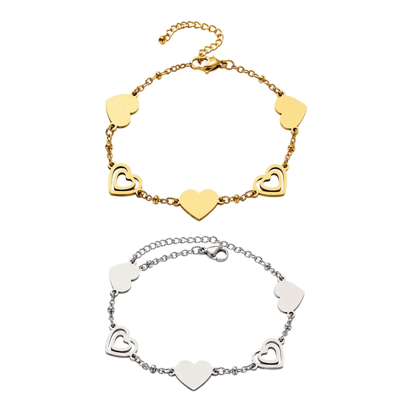 Noble Double Heart Stainless Steel Bracelet