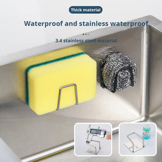 Stainless Steel Sink Sponge Holder – Space-Saving Rack with Drainage