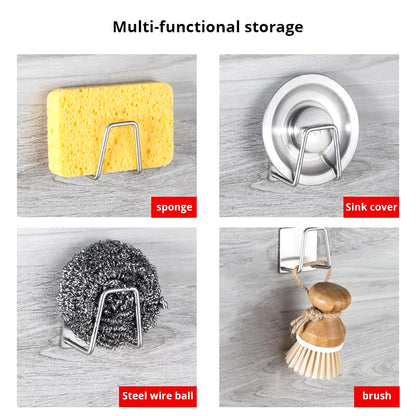 Stainless Steel Sink Sponge Holder – Space-Saving Rack with Drainage
